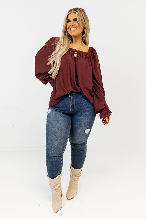 Signature Move Shift Top In Merlot Curves sold by Impressions