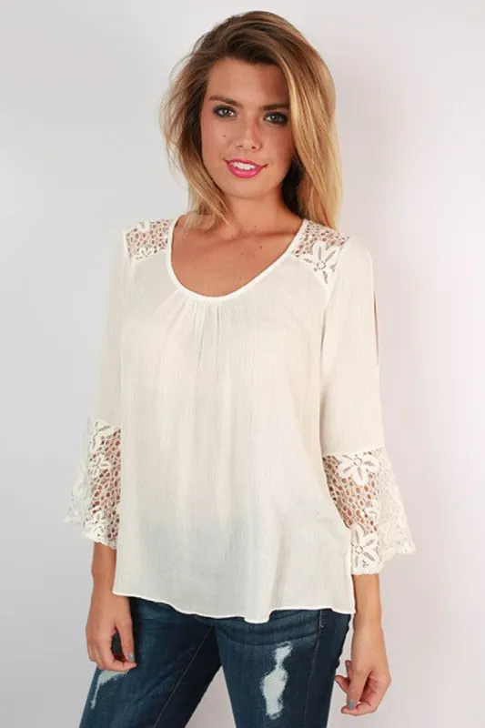 A Class Act Lace Top in White sold by Impressions