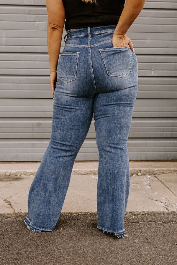 The Sequoia High Waist Distressed Flare in Dark Wash Curves sold by Impressions product image thumbnail 3