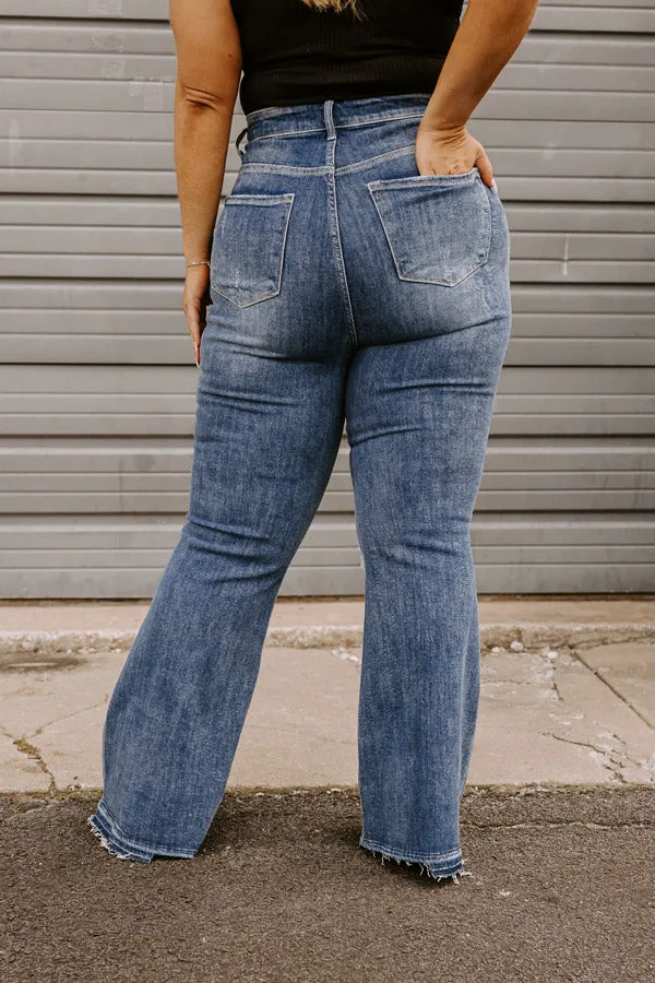 Risen The Sequoia High Waist Distressed Flare in Dark Wash Curves sold by Impressions product image thumbnail 3