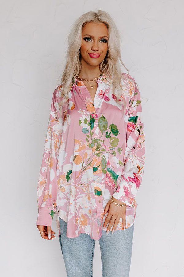 Mind On Malibu Button Up In Pink sold by Impressions product image thumbnail 4