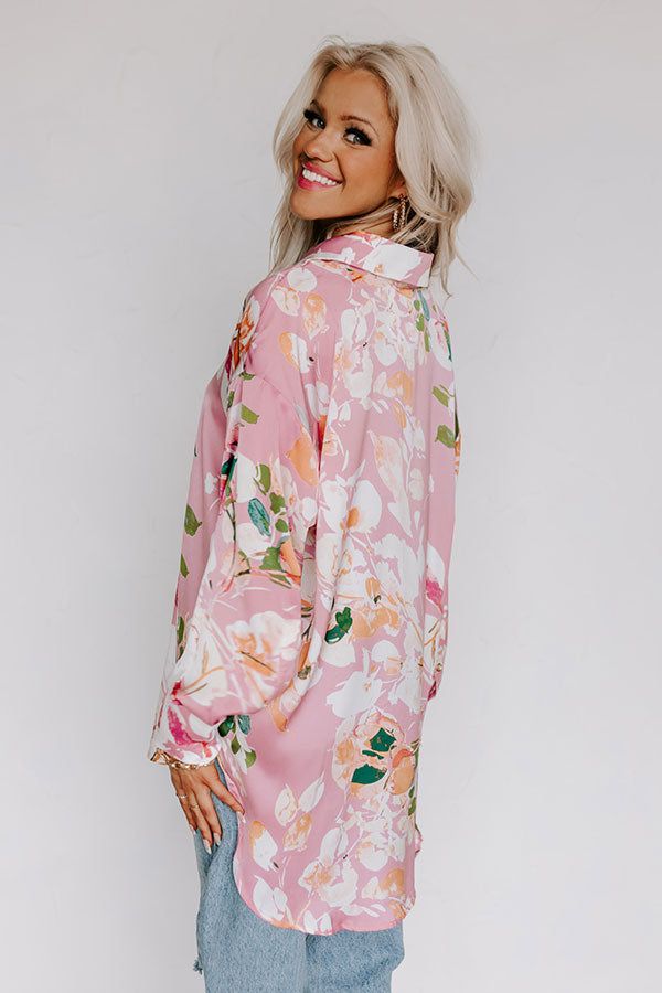 Mind On Malibu Button Up In Pink sold by Impressions product image thumbnail 3