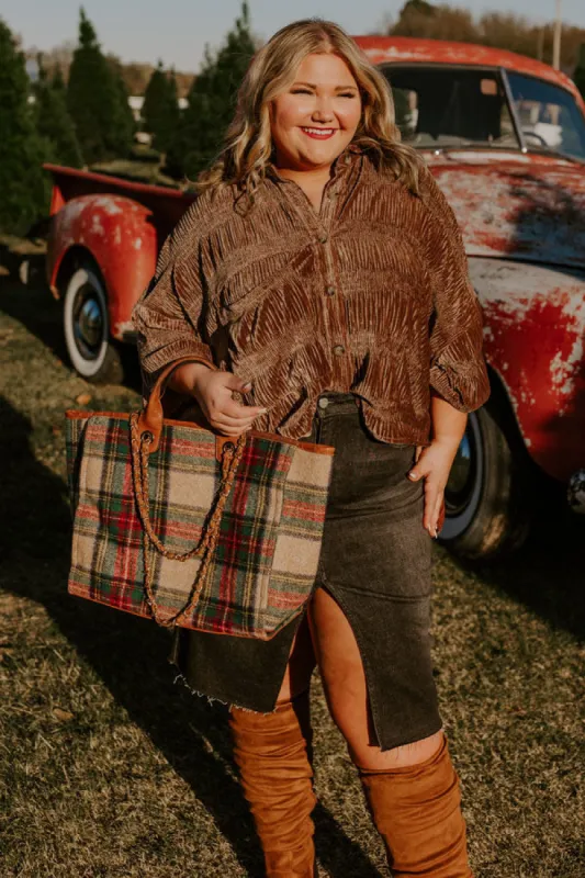 Roman Holiday Velvet Top In Brown Curves sold by Impressions