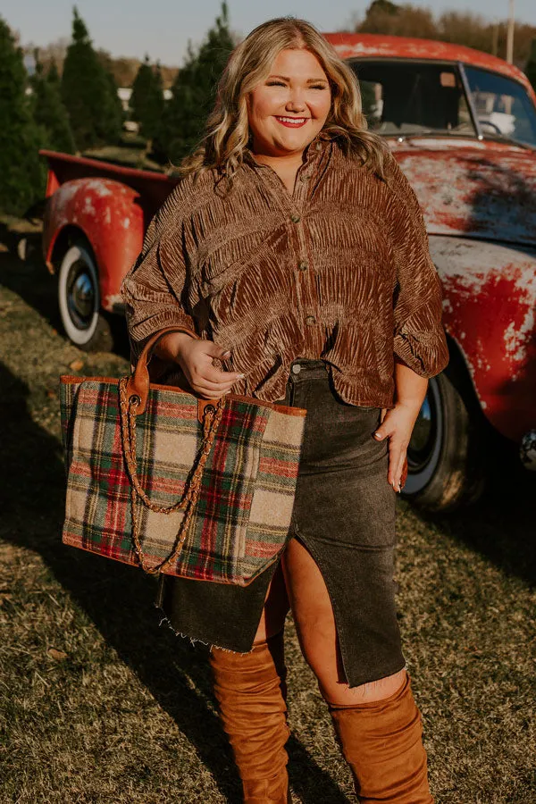 Roman Holiday Velvet Top In Brown Curves sold by Impressions