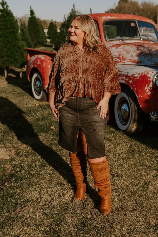 Roman Holiday Velvet Top In Brown Curves sold by Impressions product image thumbnail 5