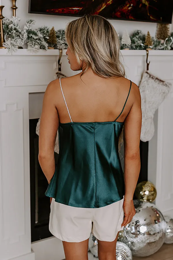 Stay Sophisticated Satin Top In Hunter Green sold by Impressions product image thumbnail 4