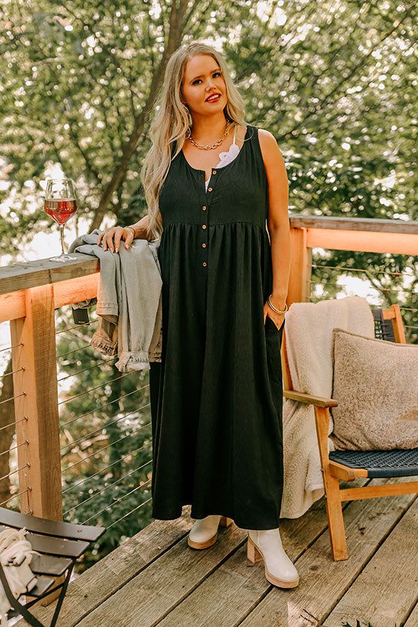 Fall Into Happiness Jumpsuit in Black Curves sold by Impressions