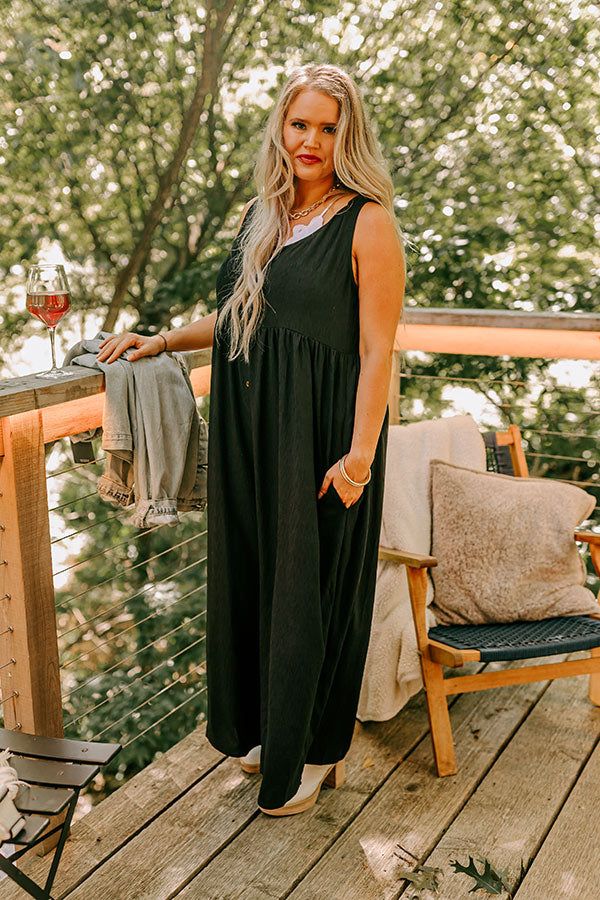 Fall Into Happiness Jumpsuit in Black Curves sold by Impressions product image thumbnail 4