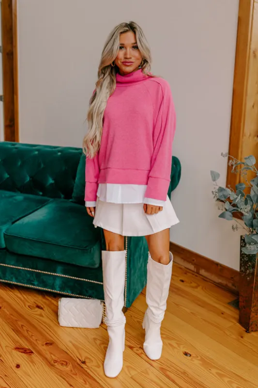 Leaf Lined Drive Sweater Top in Pink sold by Impressions