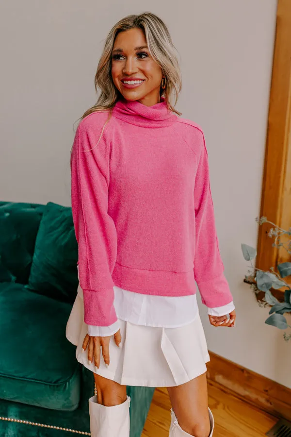 Leaf Lined Drive Sweater Top in Pink sold by Impressions product image thumbnail 2