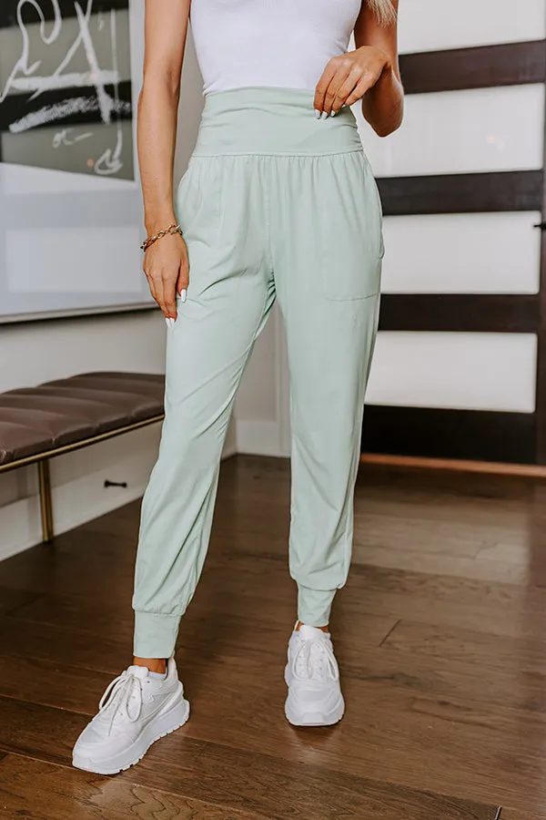 Coffee Run Cutie High Waist Butter Soft Joggers in Mint sold by Impressions product image thumbnail 3