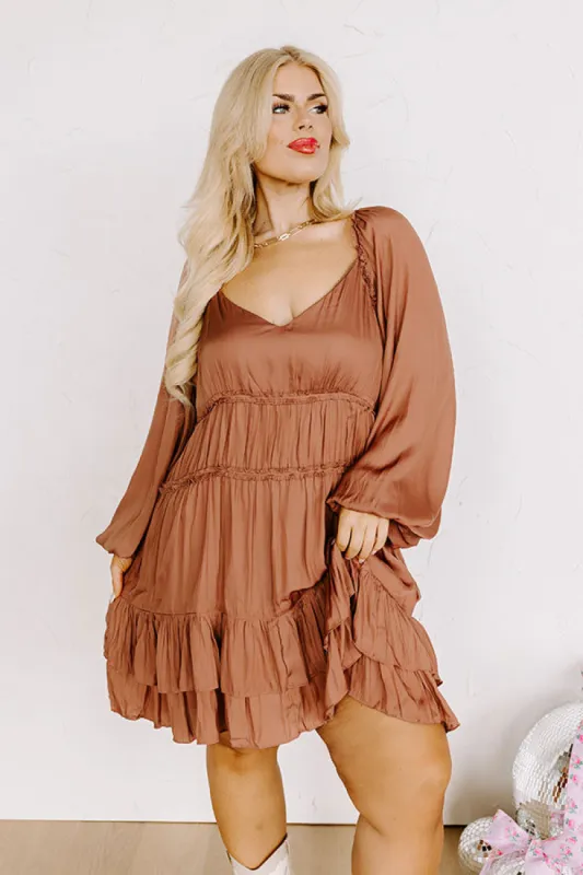 Caught Crushing Ruffle Dress In Rustic Rose Curves sold by Impressions
