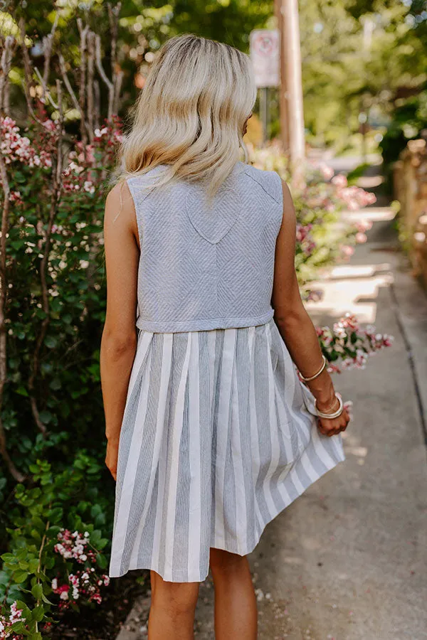 Cute Smile Stripe Mini Dress in Grey sold by Impressions product image thumbnail 4