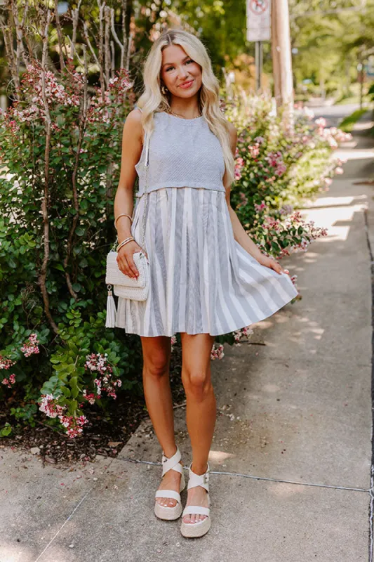 Cute Smile Stripe Mini Dress in Grey sold by Impressions