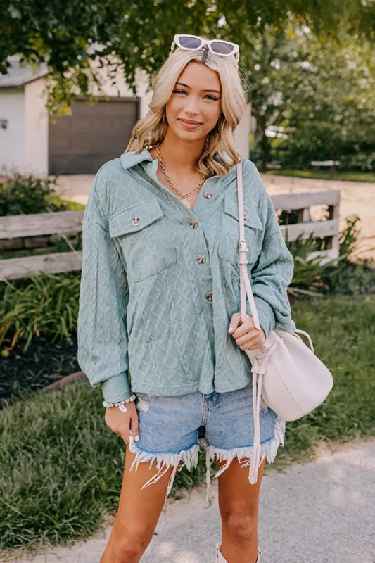 More To Say Cable Knit Light Weight Jacket In Pear sold by Impressions