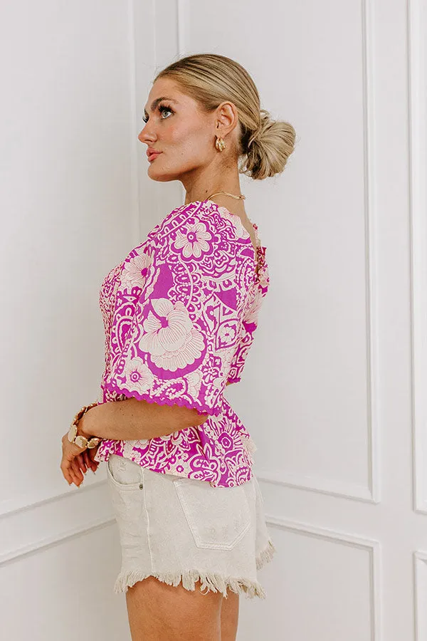 Flirty Forecast Smocked Top In Fuchsia sold by Impressions product image thumbnail 5