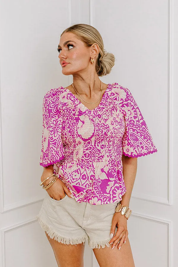 Flirty Forecast Smocked Top In Fuchsia sold by Impressions product image thumbnail 2