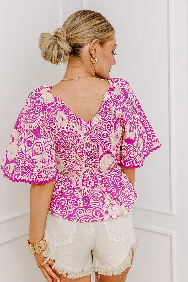 Flirty Forecast Smocked Top In Fuchsia sold by Impressions product image thumbnail 4