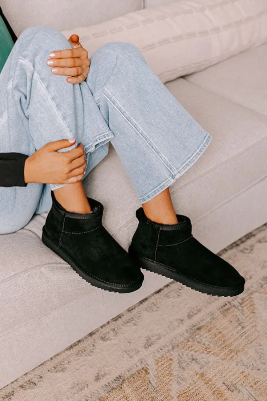 Away To The Alps Faux Suede Bootie in Black sold by Impressions