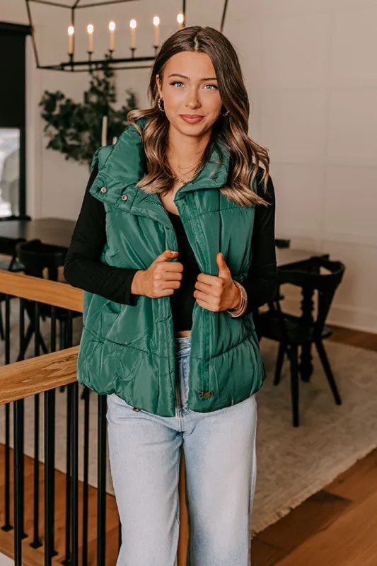 Creekside Cabin Puffer Vest in Hunter Green sold by Impressions