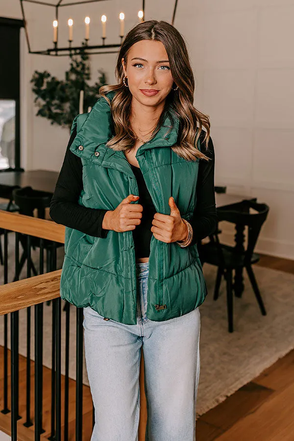 Creekside Cabin Puffer Vest in Hunter Green sold by Impressions