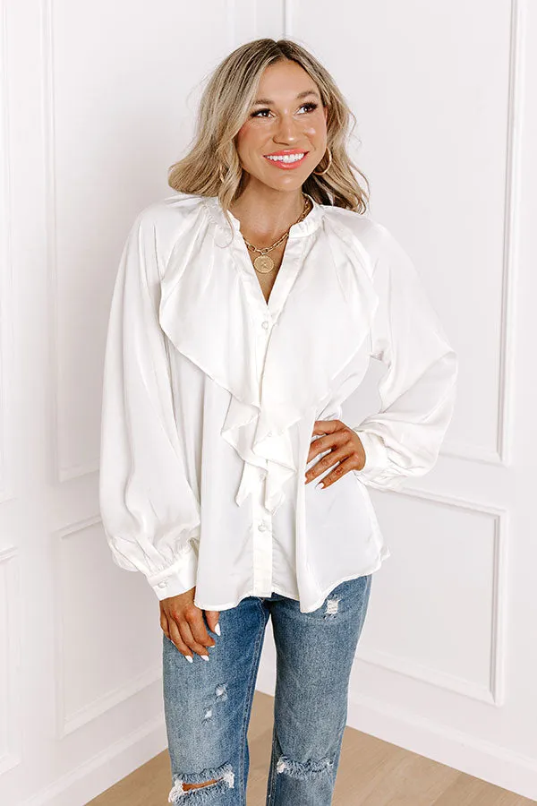 Manhattan Chic Ruffle Top in Ivory sold by Impressions