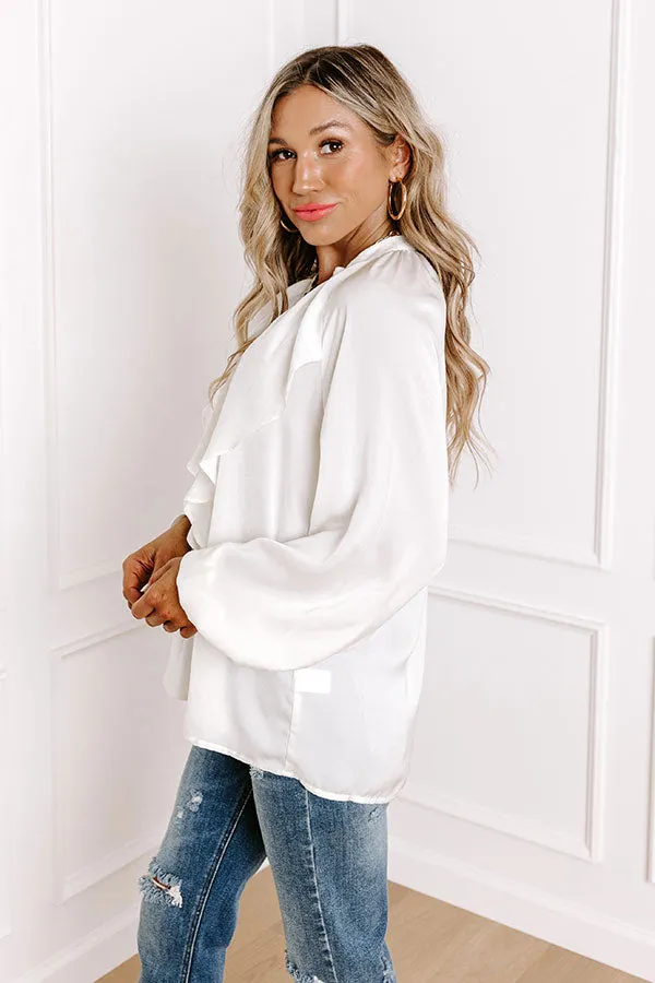 Manhattan Chic Ruffle Top in Ivory sold by Impressions product image thumbnail 3