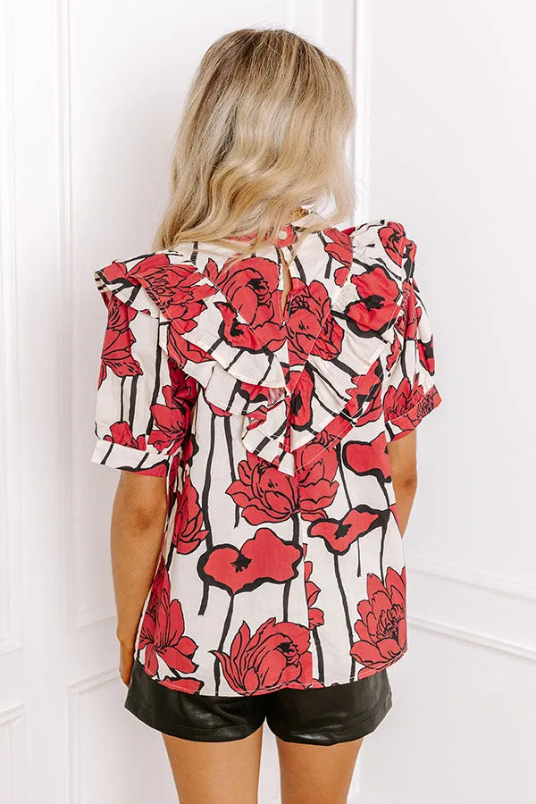 Midtown Meet Up Floral Top in Red sold by Impressions product image thumbnail 5