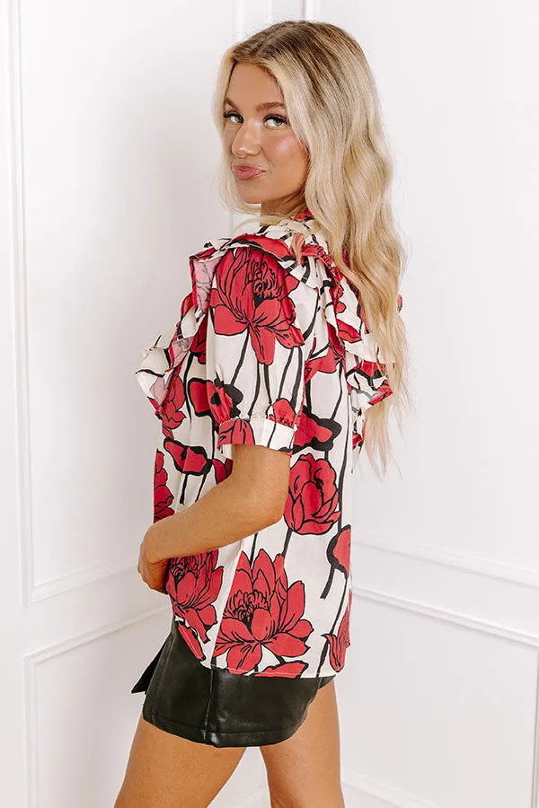 Midtown Meet Up Floral Top in Red sold by Impressions product image thumbnail 4