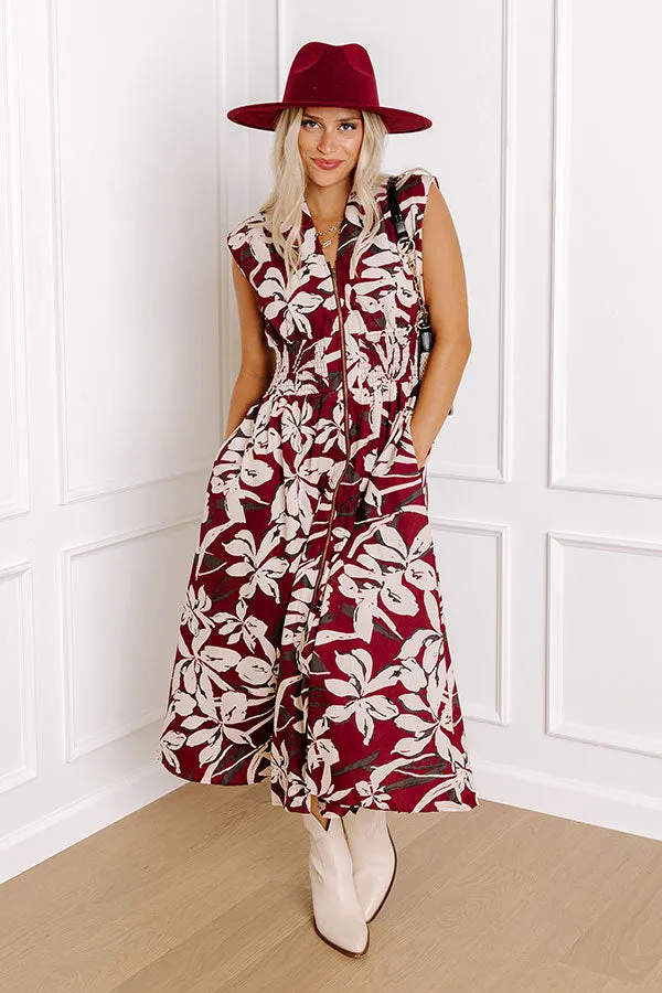 Winery Welcome Floral Midi in Merlot sold by Impressions
