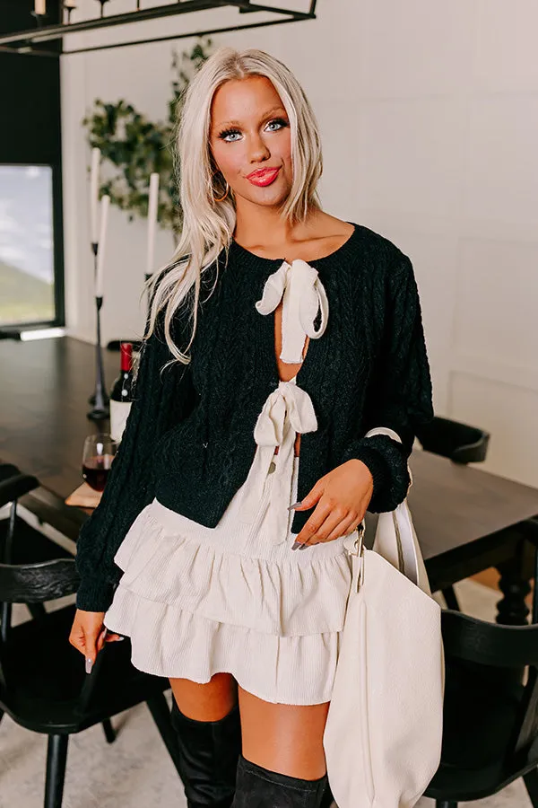 Flirty Allure Cable Knit Cardigan in Black sold by Impressions product image thumbnail 2