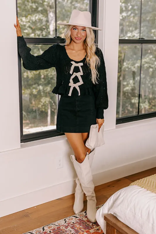 Flirty Feeling Knit Sweater Top in Black sold by Impressions