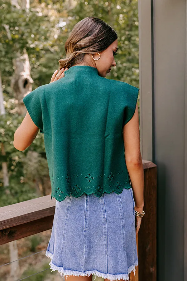 Couture Classic Eyelet Sweater Top in Hunter Green sold by Impressions product image thumbnail 4