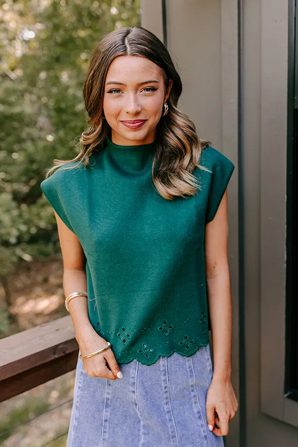 Couture Classic Eyelet Sweater Top in Hunter Green sold by Impressions product image thumbnail 5