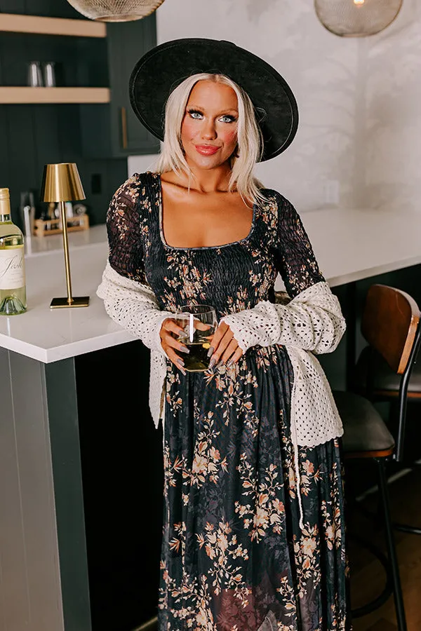 Falling In Love Mesh Floral Midi in Black sold by Impressions product image thumbnail 3