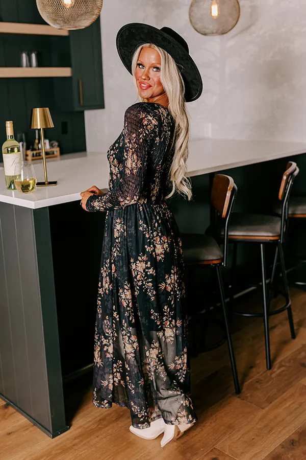 Falling In Love Mesh Floral Midi in Black sold by Impressions product image thumbnail 5