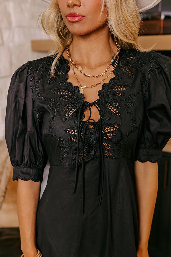 Chic Feeling Embroidered Mini Dress in Black sold by Impressions product image thumbnail 3