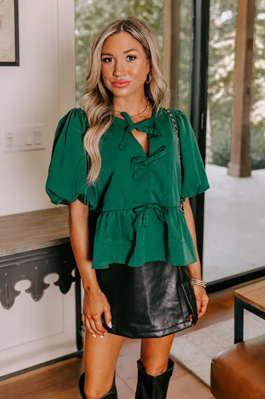 Meant For Martinis Peplum Top in Hunter Green sold by Impressions