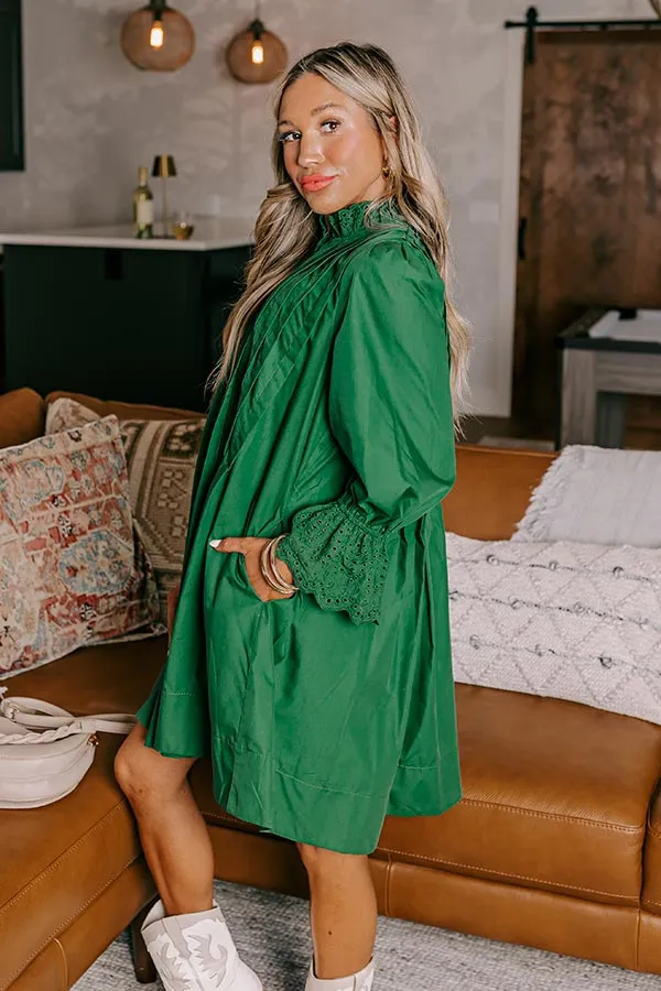 Caramel Kisses Pleated Mini Dress in Hunter Green sold by Impressions product image thumbnail 3