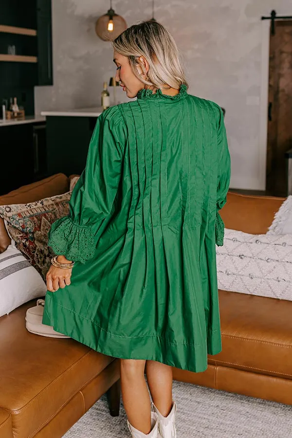 Caramel Kisses Pleated Mini Dress in Hunter Green sold by Impressions product image thumbnail 4