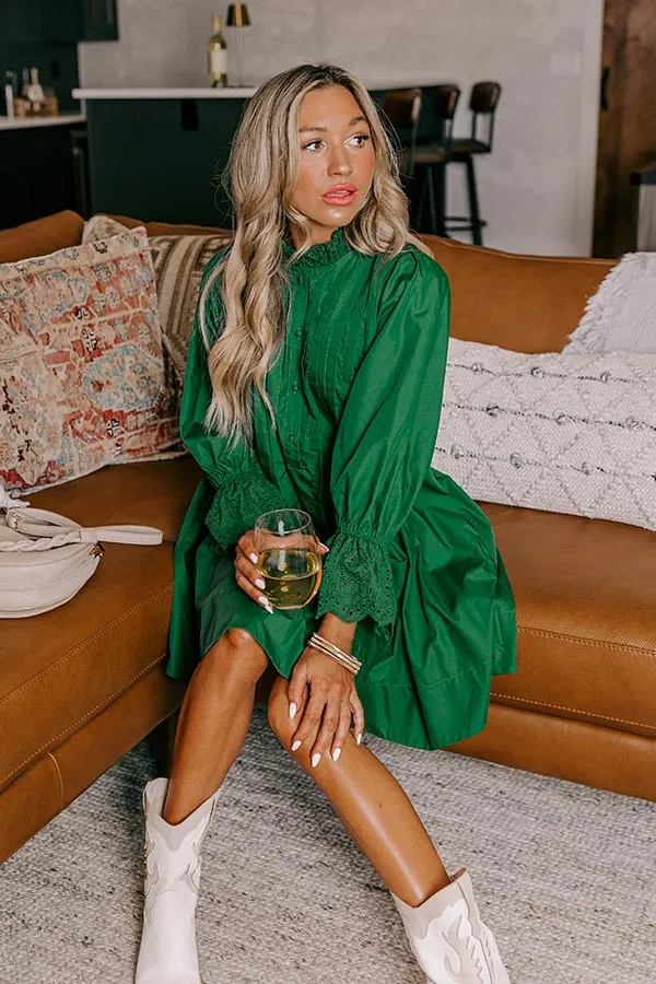 Caramel Kisses Pleated Mini Dress in Hunter Green sold by Impressions product image thumbnail 5