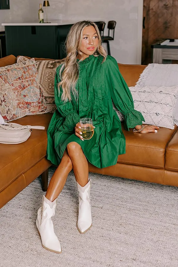 Caramel Kisses Pleated Mini Dress in Hunter Green sold by Impressions product image thumbnail 2