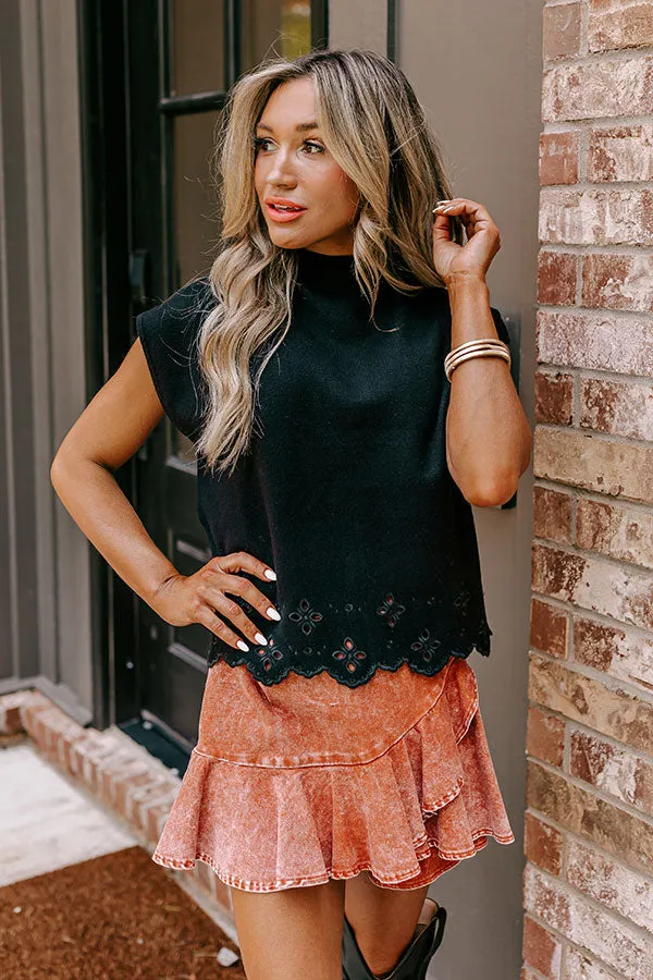 Couture Classic Eyelet Sweater Top in Black sold by Impressions