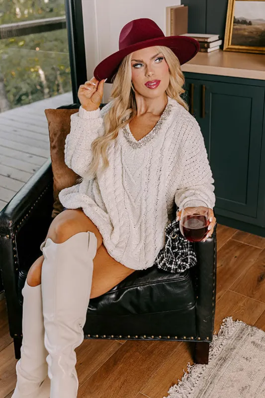 Bring The Sparkle Embellished Cable Knit Sweater Curves sold by Impressions