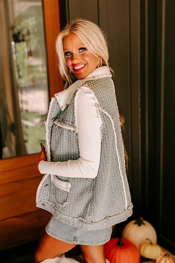 Denver Dreams Pearl Embellished Denim Vest in Light Wash sold by Impressions product image thumbnail 5