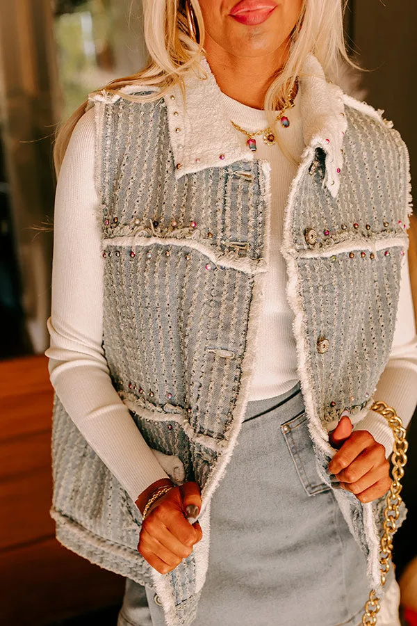 Denver Dreams Pearl Embellished Denim Vest in Light Wash sold by Impressions product image thumbnail 3