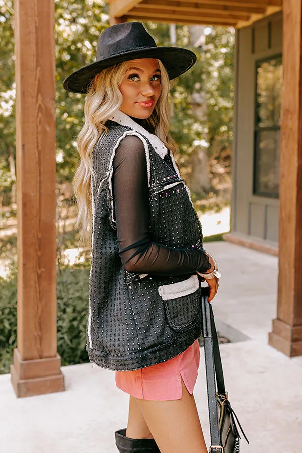 Denver Dreams Pearl Embellished Denim Vest in Black sold by Impressions product image thumbnail 5