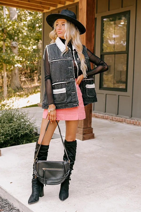 Denver Dreams Pearl Embellished Denim Vest in Black sold by Impressions product image thumbnail 2