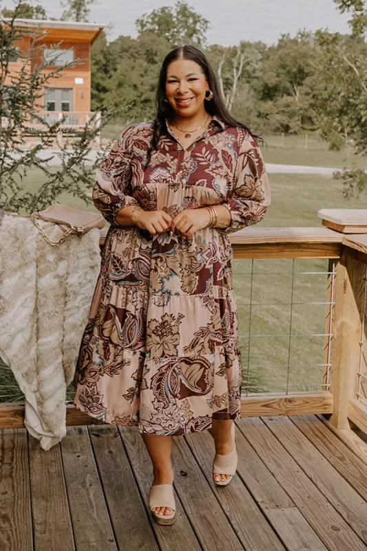 Wine Mixer Meet Up Satin Floral Midi Curves sold by Impressions