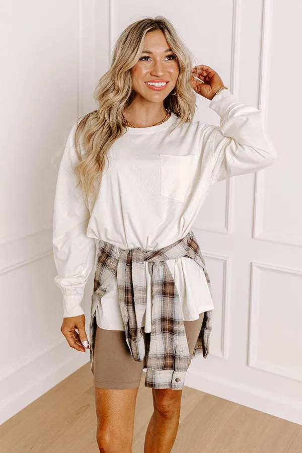 Girl On The Go Vintage Wash Tee in Cream sold by Impressions